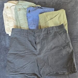 Eddie Bauer Women's Cargo Shorts Bundle in Gray, Blue, Olive, Tan, Cream